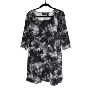 Attitudes by Renee Tie Dye Long Sleeve Stretch Cotton Sheath Dress Medium Petite